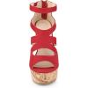 imageAllegra K Womens Platform Peep Toe Cutout Caged Cork Wedge Heel SandalsRed
