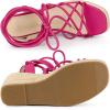 imageAllegra K Womens Platform Square Toe Lace Up Espadrilles Heels Wedge SandalsHot Pink