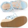 imageAllegra K Womens Platform Square Toe Lace Up Espadrilles Heels Wedge SandalsSky Blue