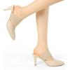 imageAllegra K Womens Pointed Toe Elastic Strap Stiletto Heels MulesBeige