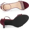 imageAllegra K Womens Rhinestone Ankle Strap Open Toe Stiletto Heeled SandalsBurgundy