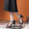 imageAllegra K Womens Rhinestone Ankle Strap Open Toe Stiletto Heels SandalsBlack