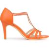 imageAllegra K Womens Rhinestone Ankle Strap Open Toe Stiletto Heels SandalsOrange