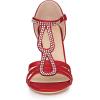 imageAllegra K Womens Rhinestone Ankle Strap Open Toe Stiletto Heels SandalsRed
