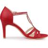 imageAllegra K Womens Rhinestone Ankle Strap Open Toe Stiletto Heels SandalsRed