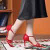 imageAllegra K Womens Rhinestone Ankle Strap Open Toe Stiletto Heels SandalsRed