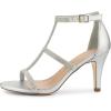 imageAllegra K Womens Rhinestone Ankle Strap Stiletto High Heel SandalsSilver