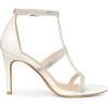 imageAllegra K Womens Rhinestone Ankle Strap Stiletto High Heel SandalsWhite