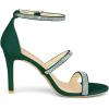 imageAllegra K Womens Rhinestone Ankle Strap Stiletto High Heels SandalsGreen
