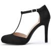 imageAllegra K Womens Rounded Toe Stiletto Heel TStrap Dress PumpsBlack