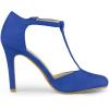imageAllegra K Womens Rounded Toe Stiletto Heel TStrap Dress PumpsDeep Blue