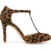 imageAllegra K Womens Rounded Toe Stiletto Heel TStrap Dress PumpsLeopard