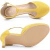 imageAllegra K Womens Rounded Toe Stiletto Heel TStrap Dress PumpsYellow