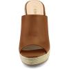 imageAllegra K Womens Slip on Platform Sandals Espadrilles Wedges Slides MulesBrown1
