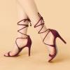 imageAllegra K Womens Stiletto Heel Laceup SandalsBurgundy