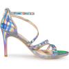 imageAllegra K Womens Strappy Ankle Strap Back Zip Stiletto Heel SandalsSilver