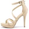 imageAllegra K Womens Strappy Platform Stiletto Heels SandalsBeige