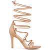imageAllegra K Womens Strappy Straps Lace Up Stiletto Heel SandalsNude