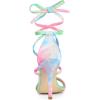 imageAllegra K Womens Tie Dye Lace Up Stiletto Heel SandalsGreen Pink