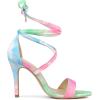imageAllegra K Womens Tie Dye Lace Up Stiletto Heel SandalsGreen Pink