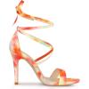 imageAllegra K Womens Tie Dye Lace Up Stiletto Heel SandalsOrange