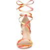 imageAllegra K Womens Tie Dye Lace Up Stiletto Heel SandalsOrange