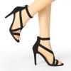 imageAllegra K Womens Zipper Ankle Strap Stiletto Heel SandalsBlack