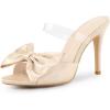 imageAllegra K Womens Bow Sandal Stiletto Heels Mules Heel SandalsChampagne