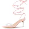 imageAllegra K Womens Clear Strap Lace Up Stiletto Heels SandalsPink