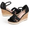 imageAllegra K Womens Cork Wedges Platform Wedge Heel SandalsBlack