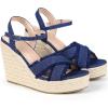 imageAllegra K Womens Denim Wedges Shoes Slingback Platform Wedge Heel SandalsBlue