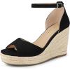 imageAllegra K Womens Espadrille Platform Ankle Strap Wedge Heel SandalsBlack