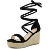 imageAllegra K Womens Espadrille Platform Lace Up Wedge Heels SandalsBlack