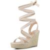 imageAllegra K Womens Espadrilles Platform Heels Lace Up Wedge SandalsBeige