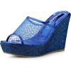 imageAllegra K Womens Glitter Platform Heels Slide Wedge SandalsBlue