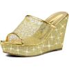 imageAllegra K Womens Glitter Platform Heels Slide Wedge SandalsGold