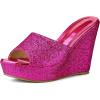 imageAllegra K Womens Glitter Platform Slip on Wedge Heels SandalsHot Pink