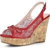 imageAllegra K Womens Lace Platform Wedges Wedge Heel SandalsRed