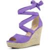 imageAllegra K Womens Lace Up Espadrilles Platform Wedges Purple Sandals 75 M US