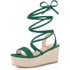 imageAllegra K Womens Lace Up Wedge Heel Slingback Platform Strappy SandalsDark Green