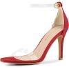 imageAllegra K Womens Open Toe Clear Ankle Strap Stiletto Heel SandalsRed