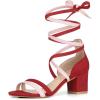 imageAllegra K Womens Open Toe Color Block Heel Lace Up SandalsRed Pink