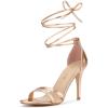 imageAllegra K Womens Open Toe Lace Up Stiletto Heels SandalsRose Gold