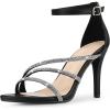 imageAllegra K Womens Open Toe Rhinestone Strappy Stiletto Heels SandalsBlack