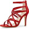imageAllegra K Womens Open Toe Strappy Stiletto Heel Lace Up SandalsRed