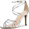 imageAllegra K Womens Open Toe Strappy Straps Stiletto Heel SandalsSilver