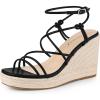 imageAllegra K Womens Platform Espadrille Wedge Heel Slingback Strappy SandalsBlack