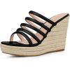 imageAllegra K Womens Platform Espadrille Wedge Strappy Straps Slides WedgesBlack