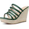 imageAllegra K Womens Platform Espadrille Wedge Strappy Straps Slides WedgesDark Green
