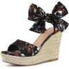 imageAllegra K Womens Platform Floral Printed Slingback Espadrille Wedge SandalsBlack